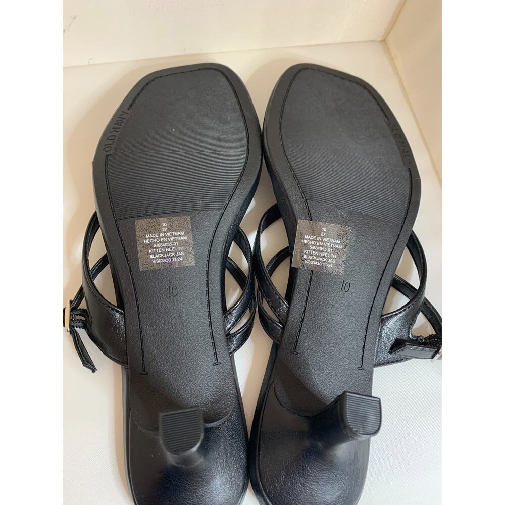 Old Navy Kitten Heel Black Thong Sandals Women's 10 NEW - Picture 6 of 7